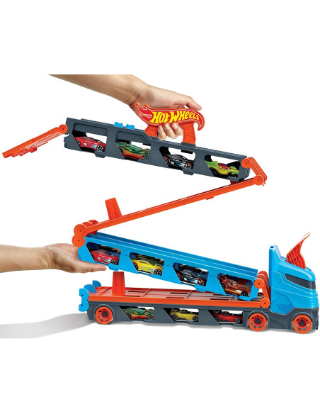 Hot Wheels 2in1 Camion Trasportatore e Pista con 3 Macchinine