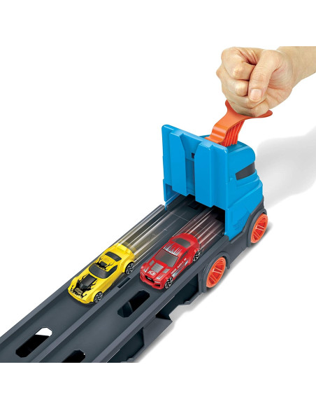 Hot Wheels 2in1 Camion Trasportatore e Pista con 3 Macchinine