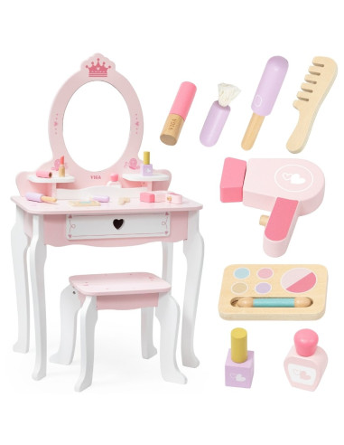 Specchiera in legno c/ gambe e accessori