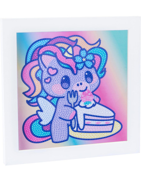 Diamantiny Kawaii Unicorn Quadretto con torta