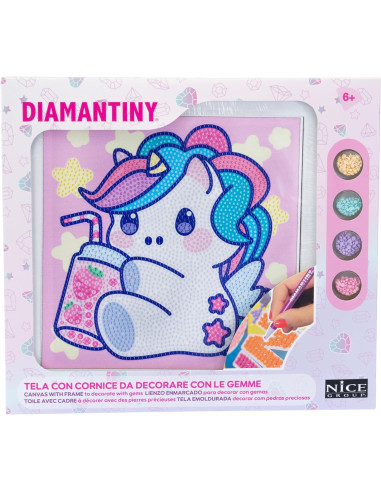 Diamantiny Kawaii Unicorn Quadretto con bevanda