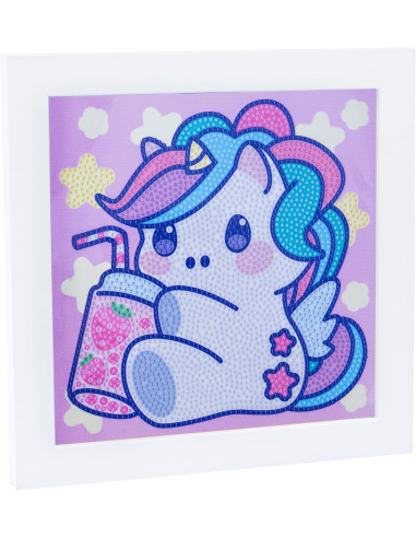 Diamantiny Kawaii Unicorn Quadretto con bevanda