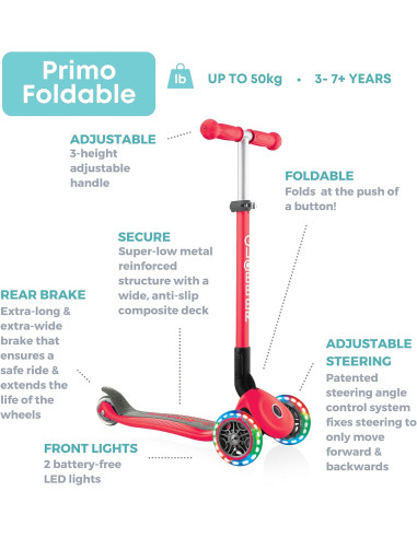 Globber - Primo Foldable Lights - Red