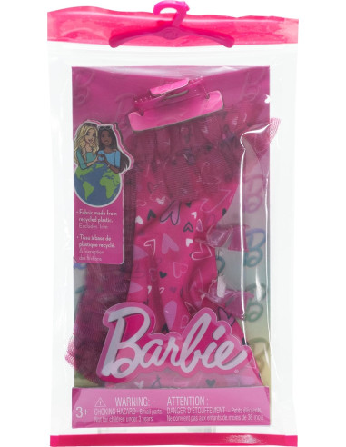 Barbie Look Completo Vestito Rosa con cuori e...