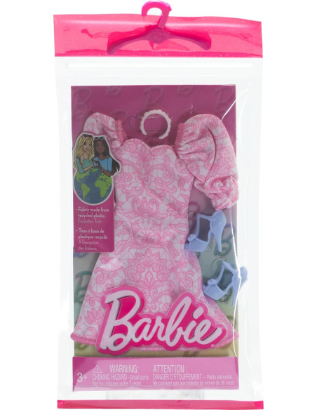 Barbie Look Completo vestito bianco e rosa