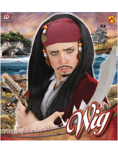 PARRUCCA PIRATA DEI CARAIBI CON BANDANA E PERLINE 2