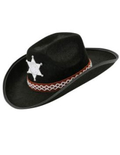 Cappello Cowboy con stella sceriffo nero per bambini