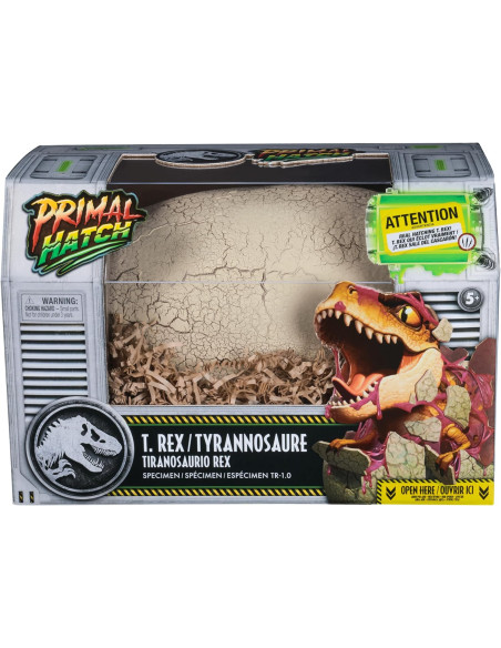 Primal Hatsch Jurassic World, T-rex Dinosauro Interattivo con Uovo