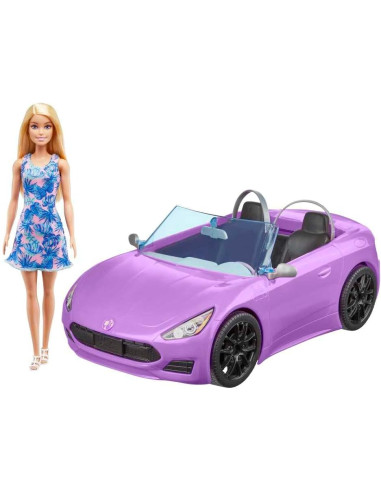 Barbie con auto cabrio viola