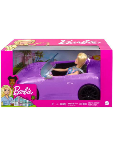Barbie con auto cabrio viola