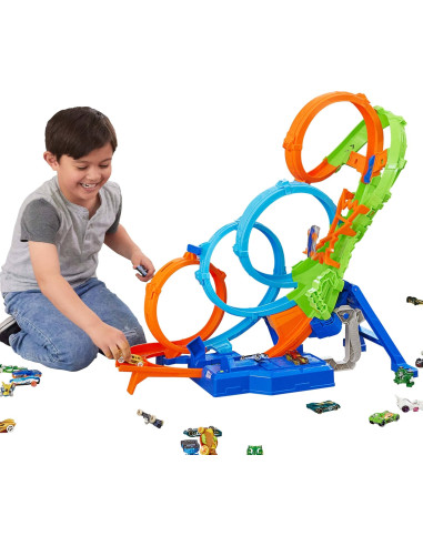 Pista con 4 loop Hot Wheels