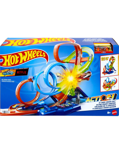 Pista con 4 loop Hot Wheels
