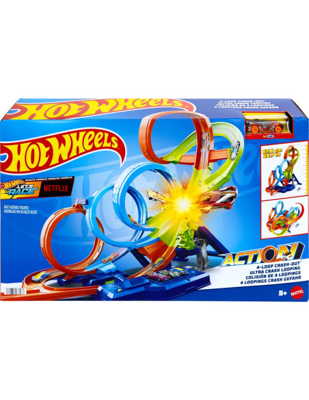 Pista con 4 loop Hot Wheels