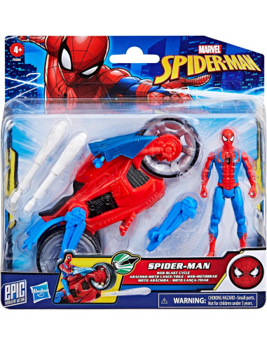 Spiderman moto blast c/ personaggio 10cm