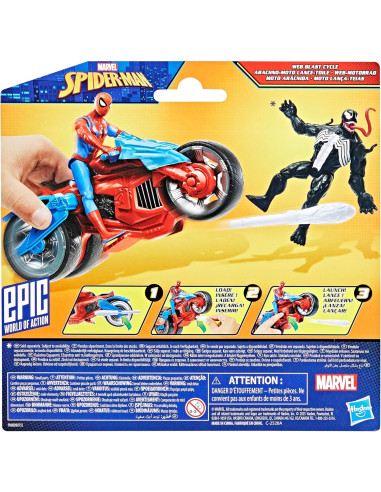 Spiderman moto blast c/ personaggio 10cm
