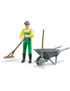 Bruder - Contadino con cariola e accessori