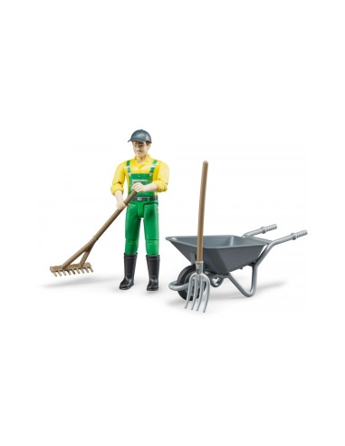 Bruder - Contadino con cariola e accessori