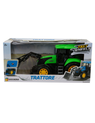 Fast Wheels Trattore Blu/bianco/verde Con Ruspa