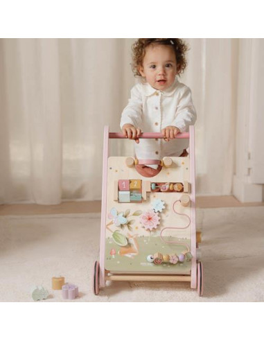 Carrellino primi passi Legno Rosa