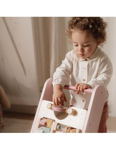 Carrellino primi passi Legno Rosa