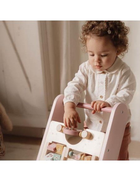 Carrellino primi passi Legno Rosa