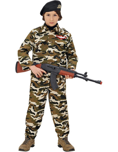 Costume soldato casacca, pantaloni, basco 116cm