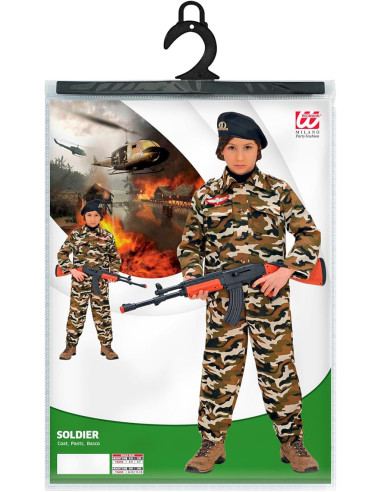 Costume soldato casacca, pantaloni, basco 128cm