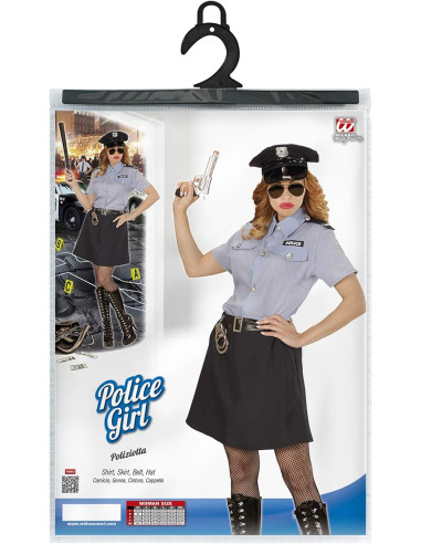 Poliziotta camicia, gonna, cintura, cappello Tg. S