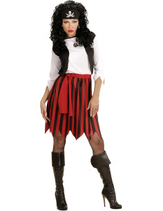 Piratessa vestito con gilet, cintura e copricapo Tg. S 2