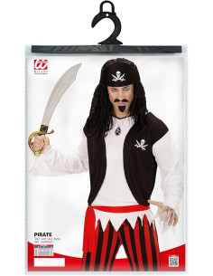 Pirata camicia con gilet, pantaloni, cintura e copricapo...