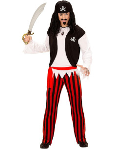 Pirata camicia con gilet, pantaloni, cintura e copricapo... 2