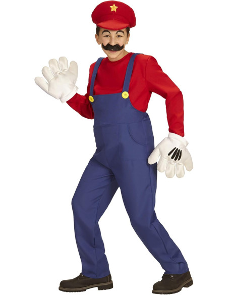 Super Idraulico Salopette, maglia, cappello 5/7 anni