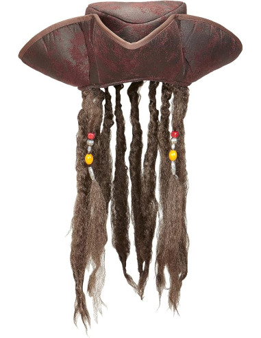 Tricorno pirata semilpelle con treccine rasta