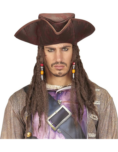 Tricorno pirata semilpelle con treccine rasta