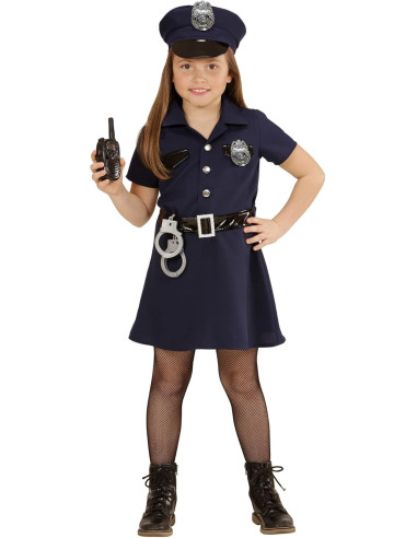 Poliziotta vestito, cintura, cappello, manette...