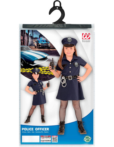 Poliziotta vestito, cintura, cappello, manette...