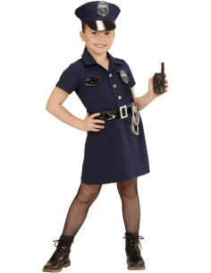 Poliziotta vestito, cintura, cappello, manette 8/10 anni 2