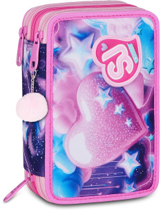 Seven - Astuccio 3 zip Fluffy Pink