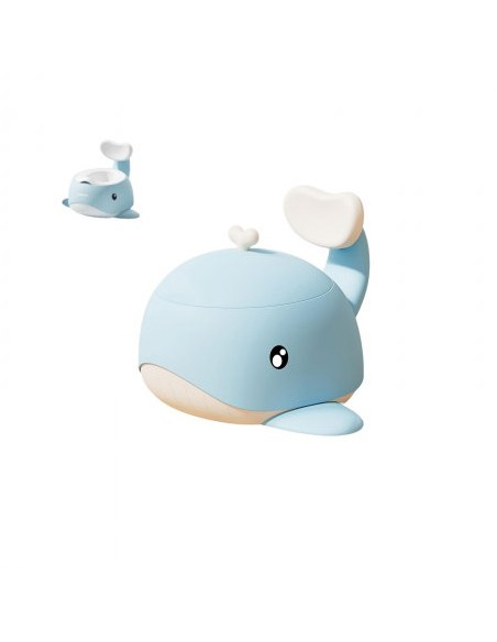 Vasino con coperchio e schienale Baby balena blu