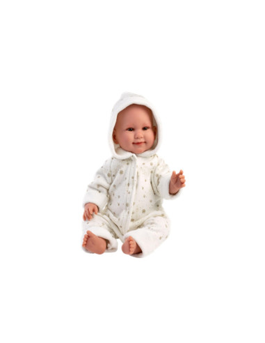 Tutina Bianca Fiocchi Neve Taupe Cappuccio 44cm