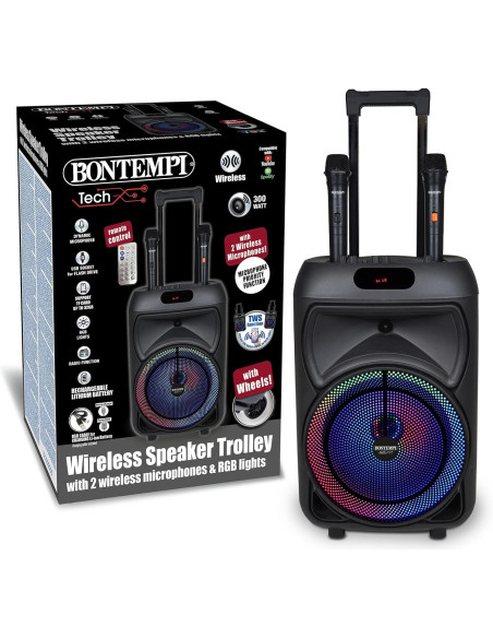 Bontempi - Cassa Wireless Trolley con 2 microfoni e Luci 