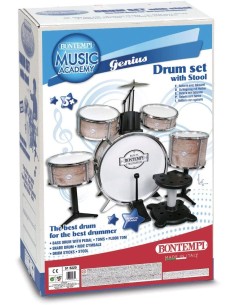 Batteria grancassa metallizzata 6 elementi c/sgabello e 2...