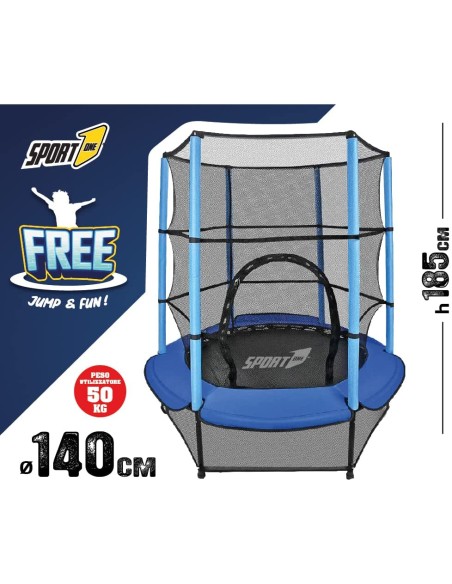 Tappeto elastico FREE 140cm con rete, MAX 50kg
