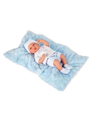 Bebè c/cuscino 40 cm AZZURRO