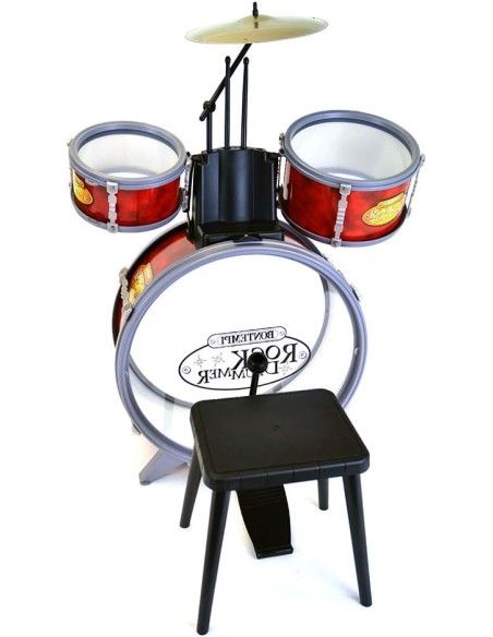 Bontempi Batteria classica 4 elementi con sgabello e 2 Bacchette