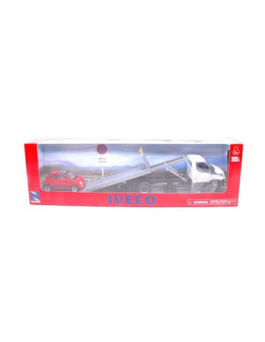 New Ray - 1:36 Iveco Daily Tow Truck White Cab + 1:43 Fiat 500 Red