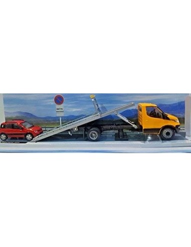 New Ray - 1:36 Iveco Daily Tow Truck Yellow CAB + 1:43 Fiat 500 White