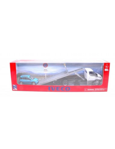 New Ray - 1:36 Iveco Daily Tow Truck White Cab + 1:43 Fiat Panda L. Blue