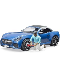 Bruder - Modellino Auto Vacanze Roadster Blu con Pilota 2