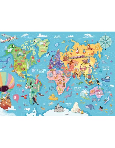 Puzzle 100 pz XXL Mappa del Mondo